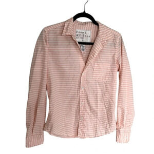 NWOT Frank And Eileen Barry Cotton Poplin Creamsicle Striped Button Down Shirt